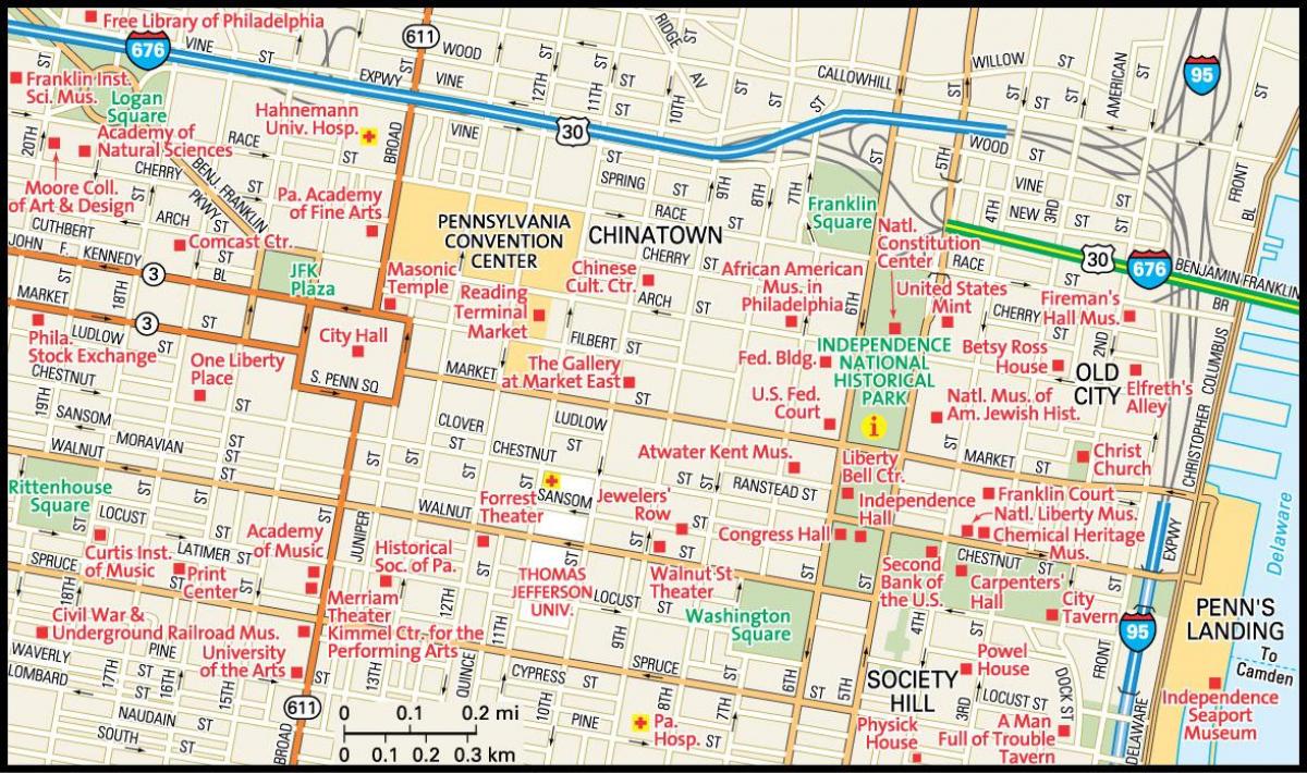 מפה של העיר פילדלפיה.