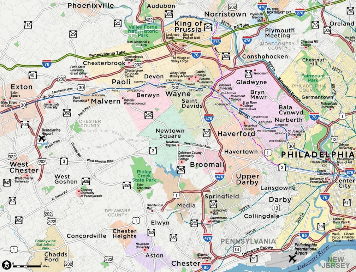 מפה של הקו הראשי בפילדלפיה