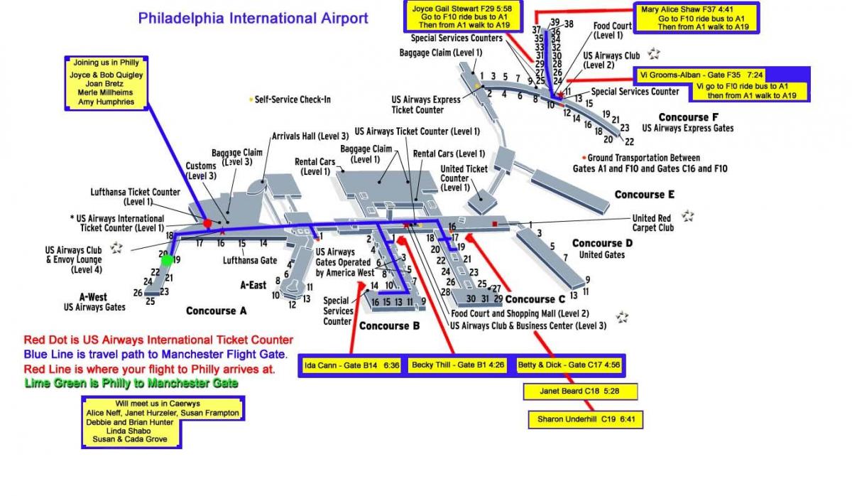 נמל התעופה של פילדלפיה מפה